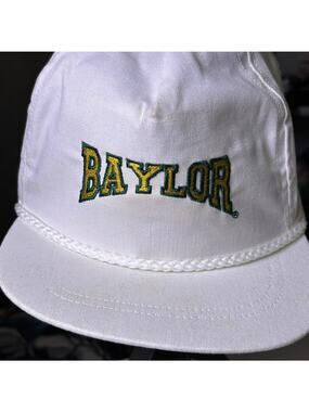 Vintage Baylor University Flat Brim Men's Hat White Embroidered Made in USA